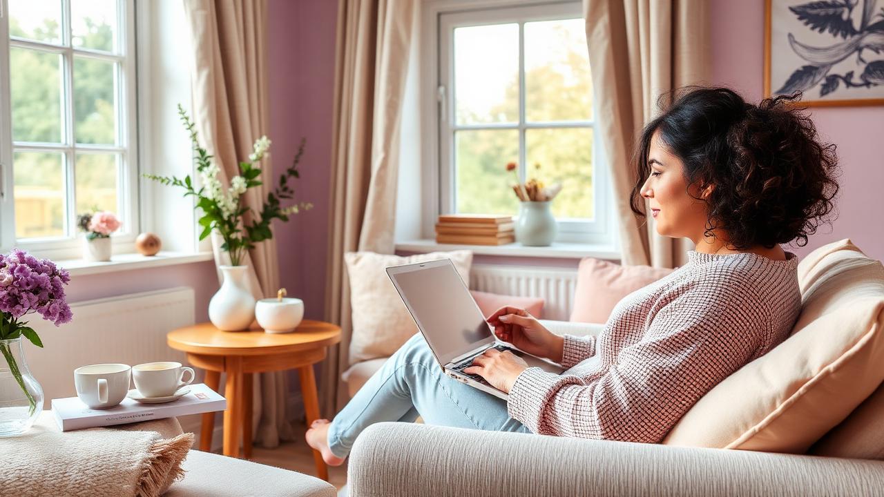 A cosy living room with soft afternoon light